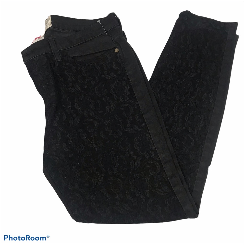 Current/Elliott The Ankle Skinny Black Lace Jeans